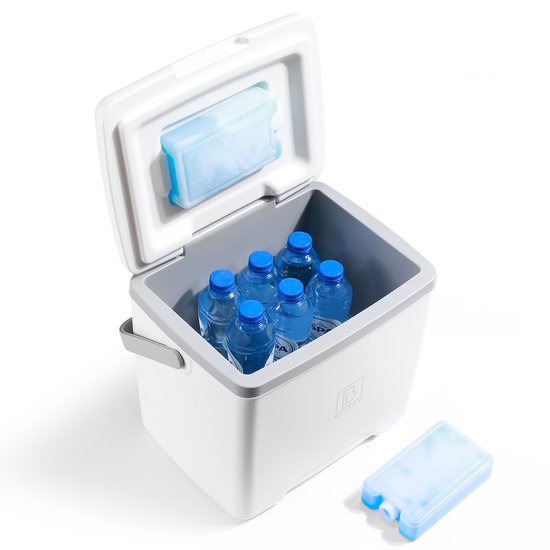 Brisby Koelbox - Frigobox - 13L- Wit- Tot maximaal 40 uur isolatie - Incl. 2 dikke koelelementen van 450ml - Met koelelementen vergrendeld in deksel en Brisby 500ml Zwarte Dubbelwandige Thermosfles van Brisby — afbeelding 5