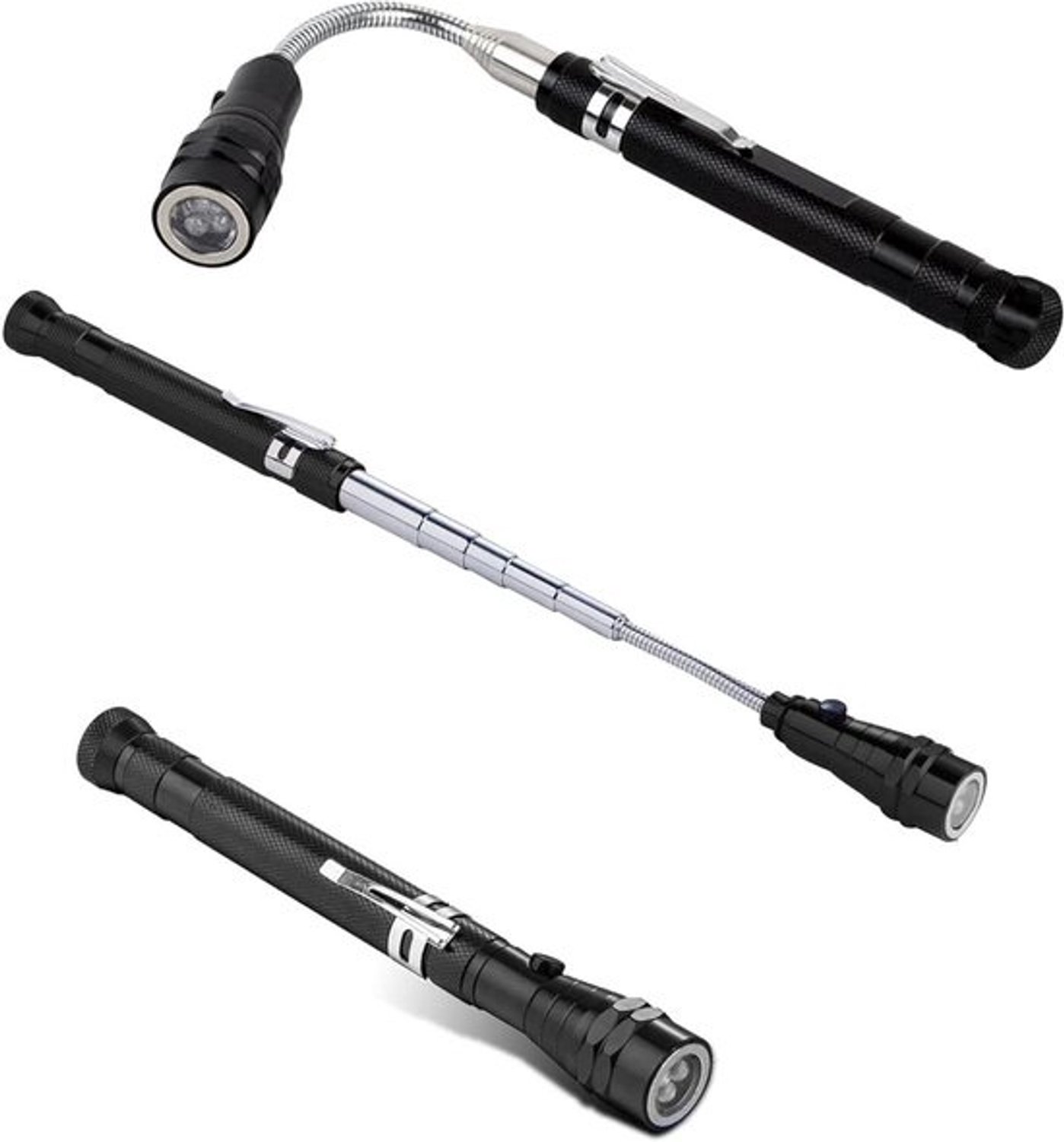 Telescopische Zaklamp - Flexibele Lamp - Moeilijk Bereikbaar - Met Magneten - 56 cm Uitschuifbaar - Zwart