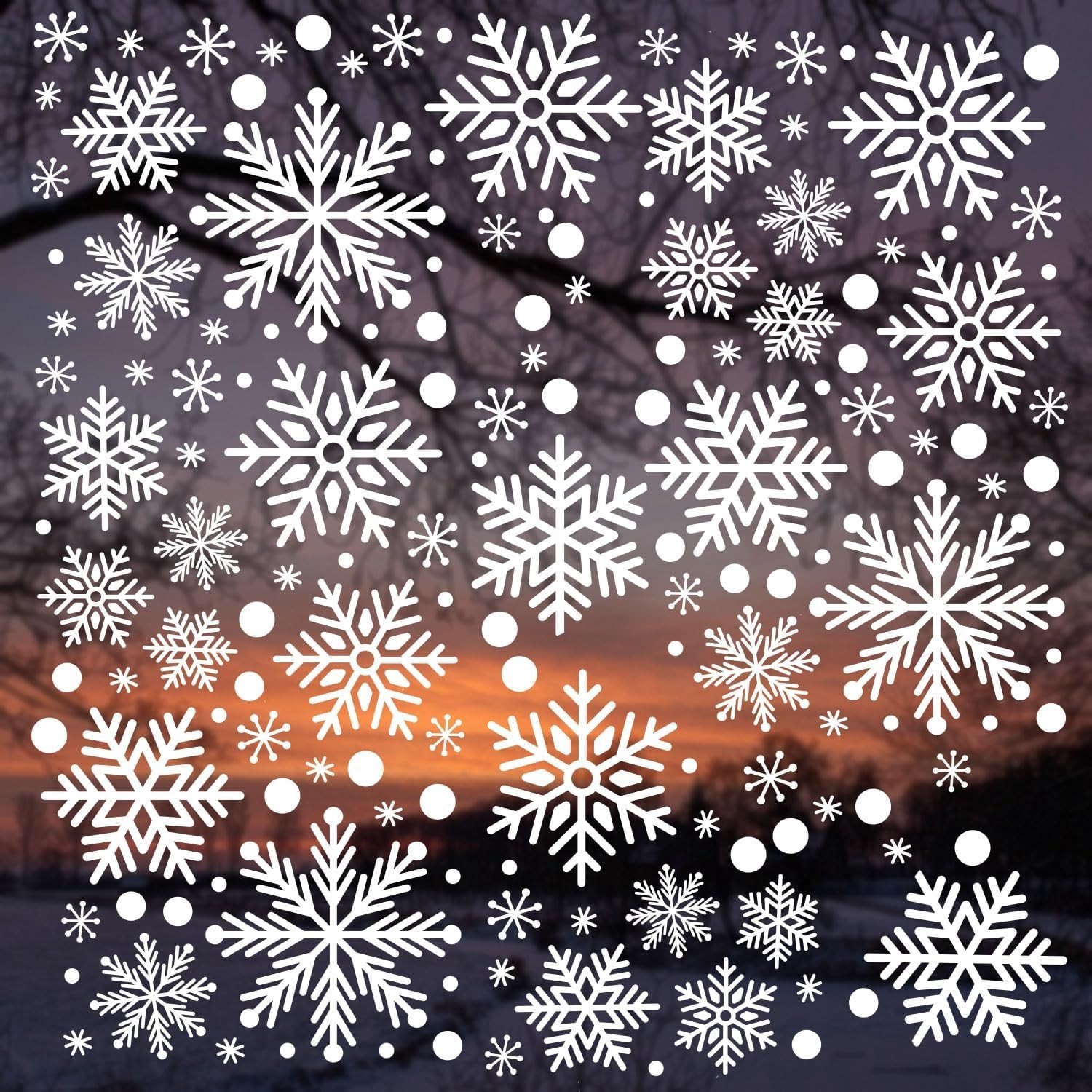 Kerst Raamdecoratie - Sneeuwvlokken - 180 Stuks - Dubbelzijdig Bedrukte Hechtfolie - Voor Binnen en Buiten