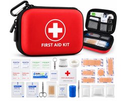 Livewell 104-Delige EHBO kit met Musketon haak voor onderweg – Verbanddoos - Waterafstotend – Auto verbanddoos - Reis EHBO kit - Eerste hulp kit - Pleisters - ongevallen kit - First aid kit - Vakantie verbanddoos - Fiets EHBO kit