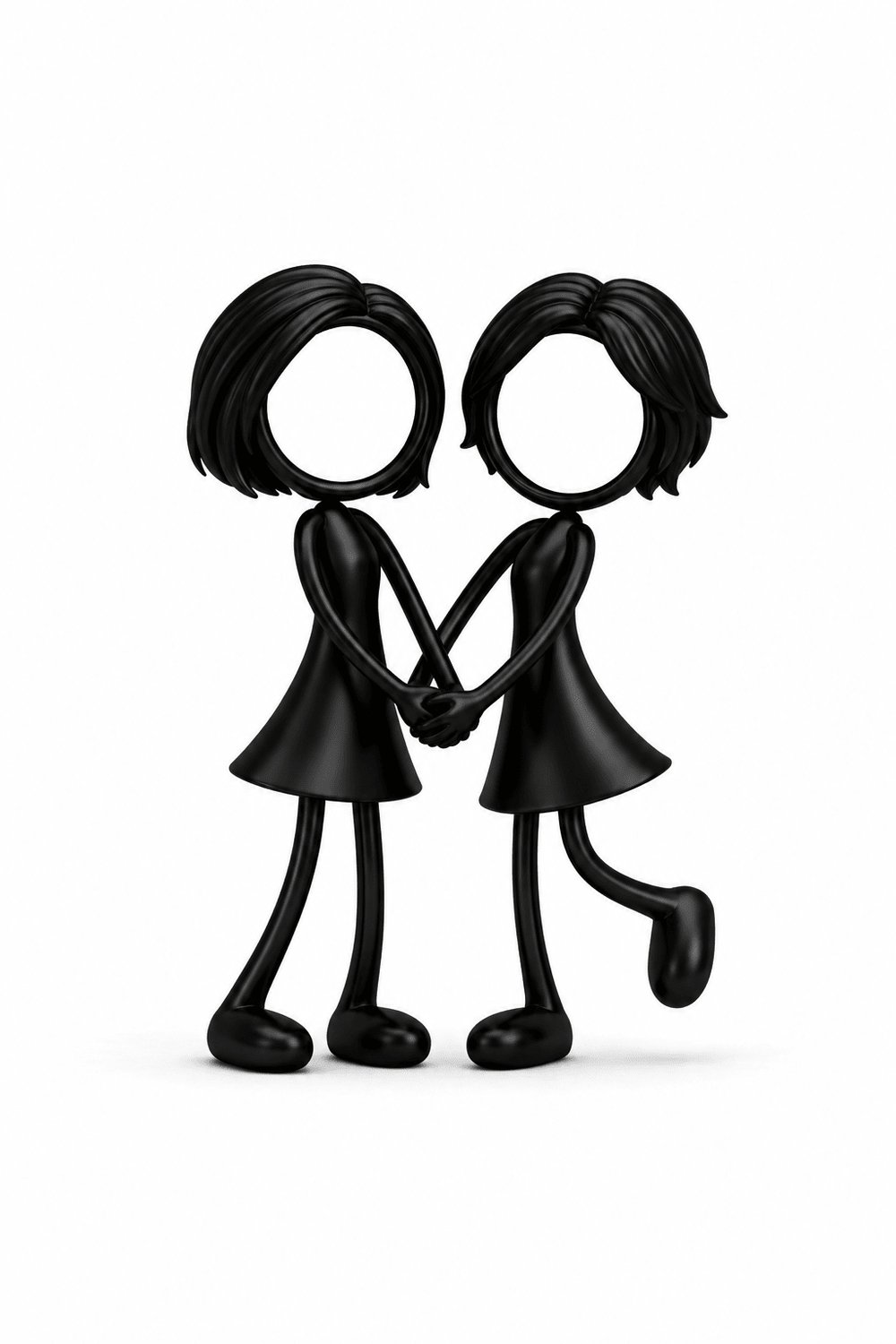 Twee Vriendinnen Samen - kort haar - zwart - 20 cm hoog
