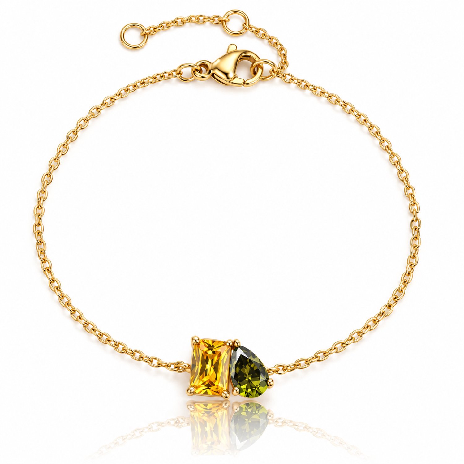 Geboortesteen Armband - Maand: November - Kleur: Goud - Hoge Kwaliteit - Birthstone Bracelet - Cadeau / Kraamcadeau - Moeder / Mama Kado - Incl. Luxe Verpakking - RVS / Roestvrijstaal / Stainless Steel - Verkleurt Niet - Geboorte & Verjaardag