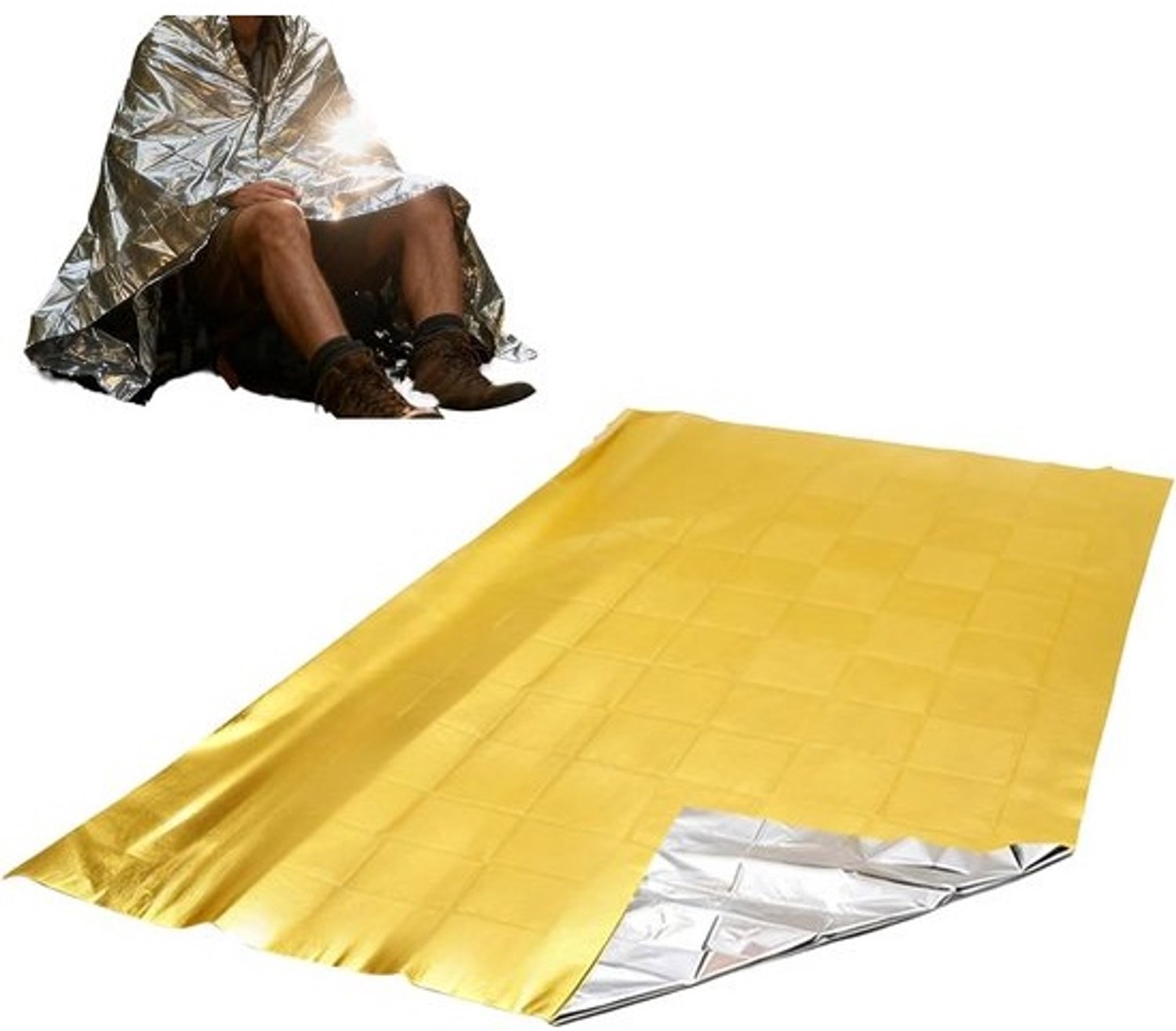 Nooddeken - Reddingsdeken Isolatie - Outdoor Noodsituaties - Warmte Opslag - 130 x 210 cm - Goud Zilver