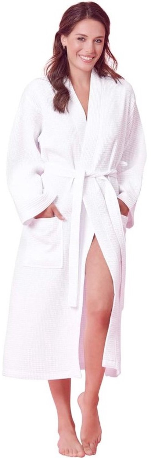 Luxe Badjas - Kimonojas Dames - Ontspannen Thuis - Zacht Absorberend - Lang Model - Wit