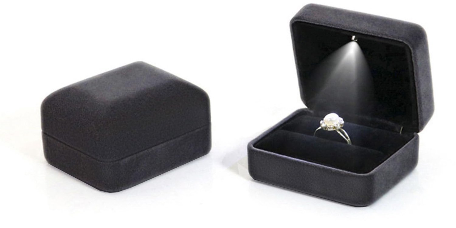 Sieradendoos met LED-verlichting - Luxe flanellen geschenkdoos - Voor ring, ketting of armband - ShopVlot