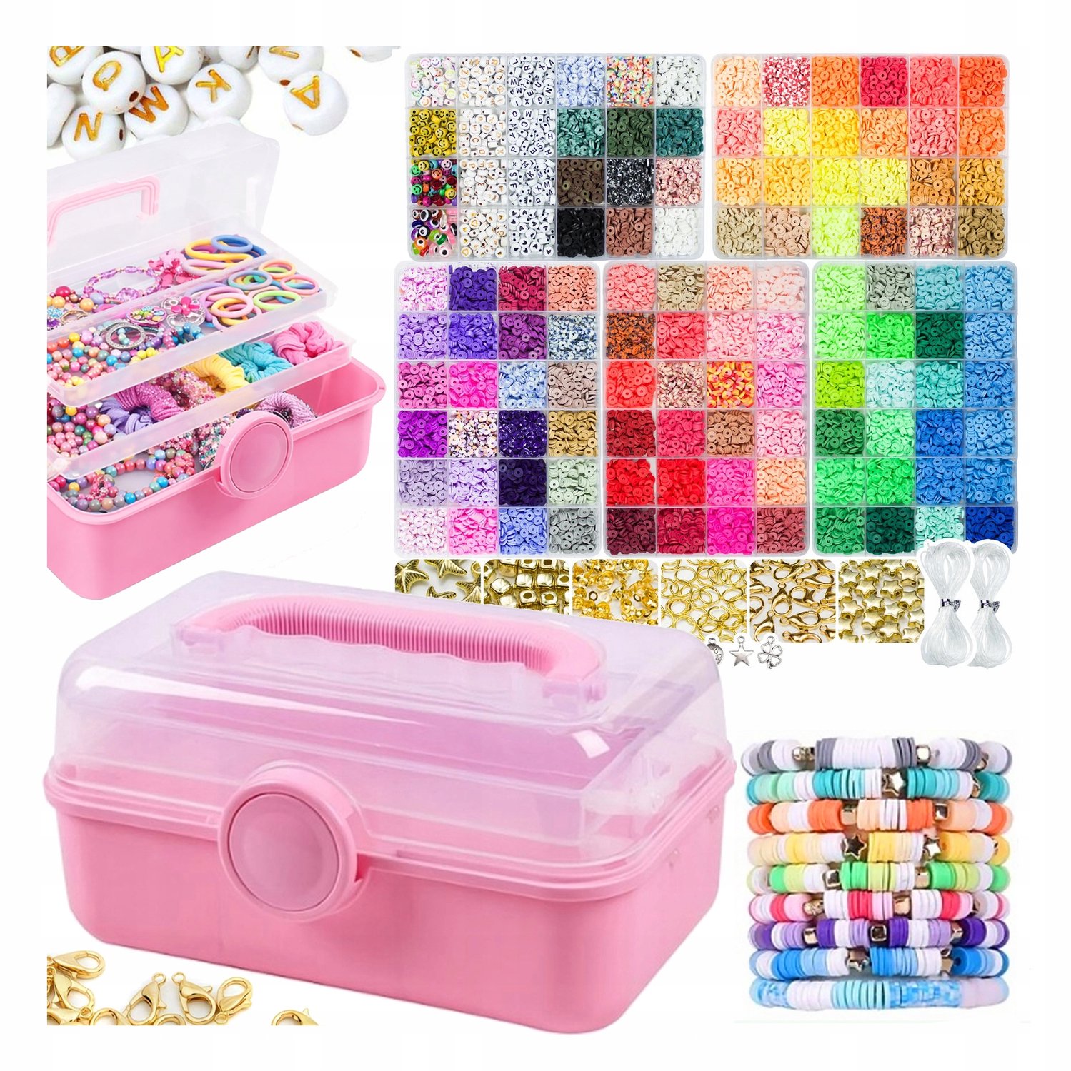 Grote Kralen Set voor Kinderen: DIY Armbanden Maken met Organizer