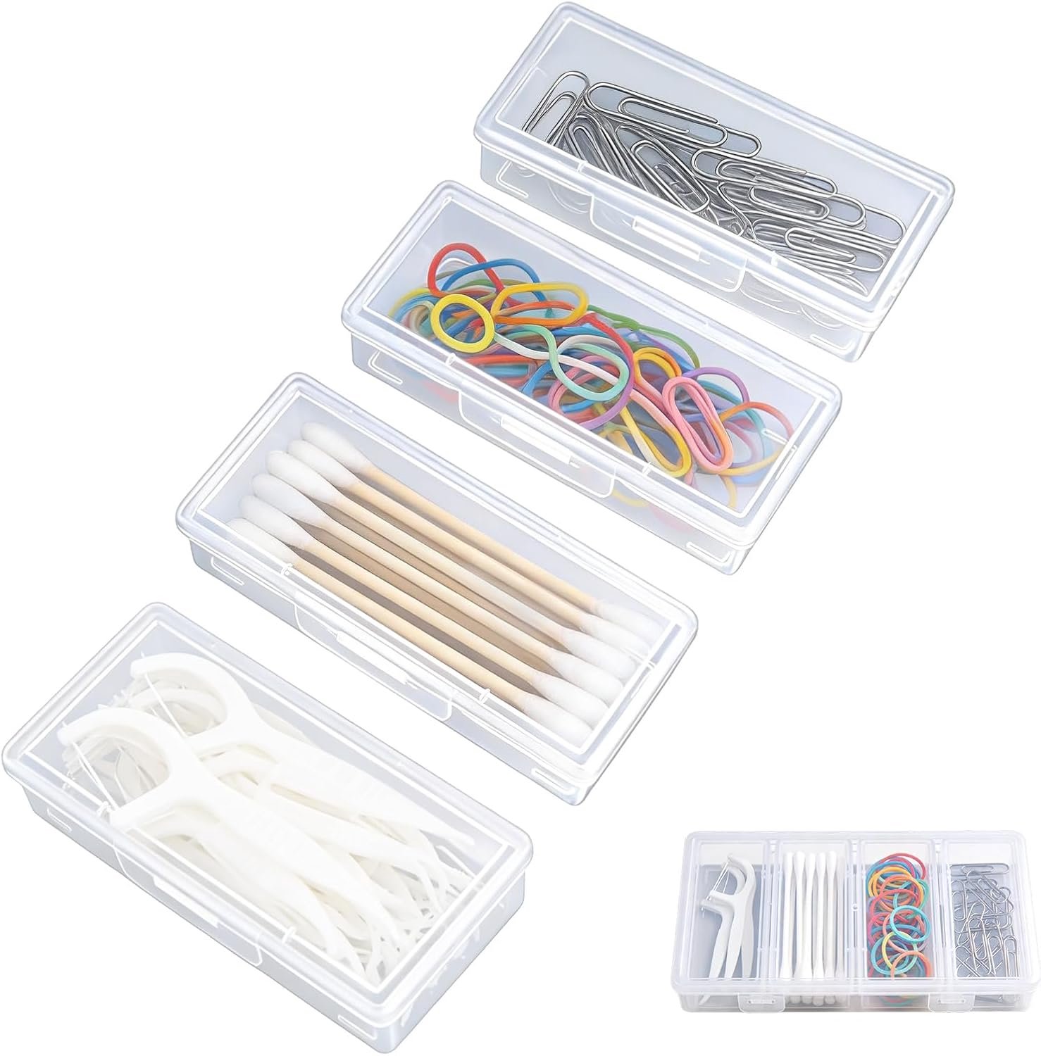 Wattenstaafjes set - 5-delig - Transparante pouches - Voor reizen en opslag - ShopVlot