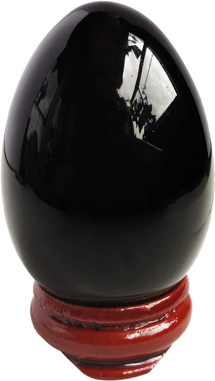 Meditatie ei natuurlijke zwarte obsidiaan - 5 x 3.5 cm - chakra decoratie - perfect voor meditatie - ShopVlot