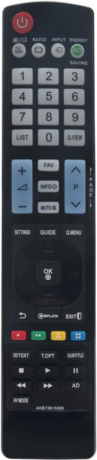 Afstandsbediening - vervangend model - voor LG Plasma TV 50PA4500/50PA5500/50PA6500/60PA5500/60PA6500 - Vemera