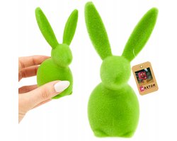 Merkloze Flokken Paashaas Decoratie - Groen, 13 cm