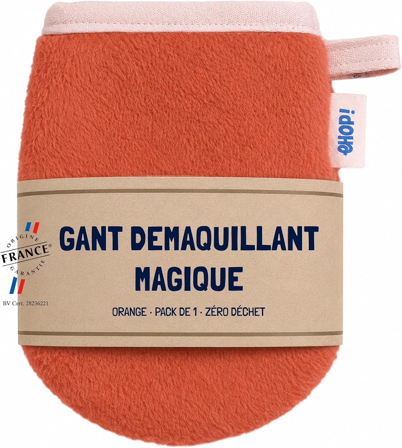 Make-up remover handschoen - set van 1 - oranje - reinigt alleen met water - geschikt voor gevoelige huid - ShopVlot