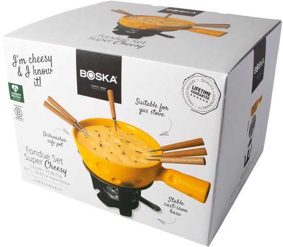 Boska Fondueset Super Cheesy - Kaasvormige Fonduepan - Vaatwasserbestendig - Geel - 1,3 L van Boska — afbeelding 5
