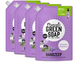 Marcel's Green Soap Handzeep Navulling - Grootverpakking - Lavendel & Rozemarijn - 4 x 1L