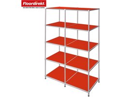 Floordirekt Concept Epure MK-015 – Metalen stellingkast met 5 open legplanken – Rood – 78 × 40 × 118 cm