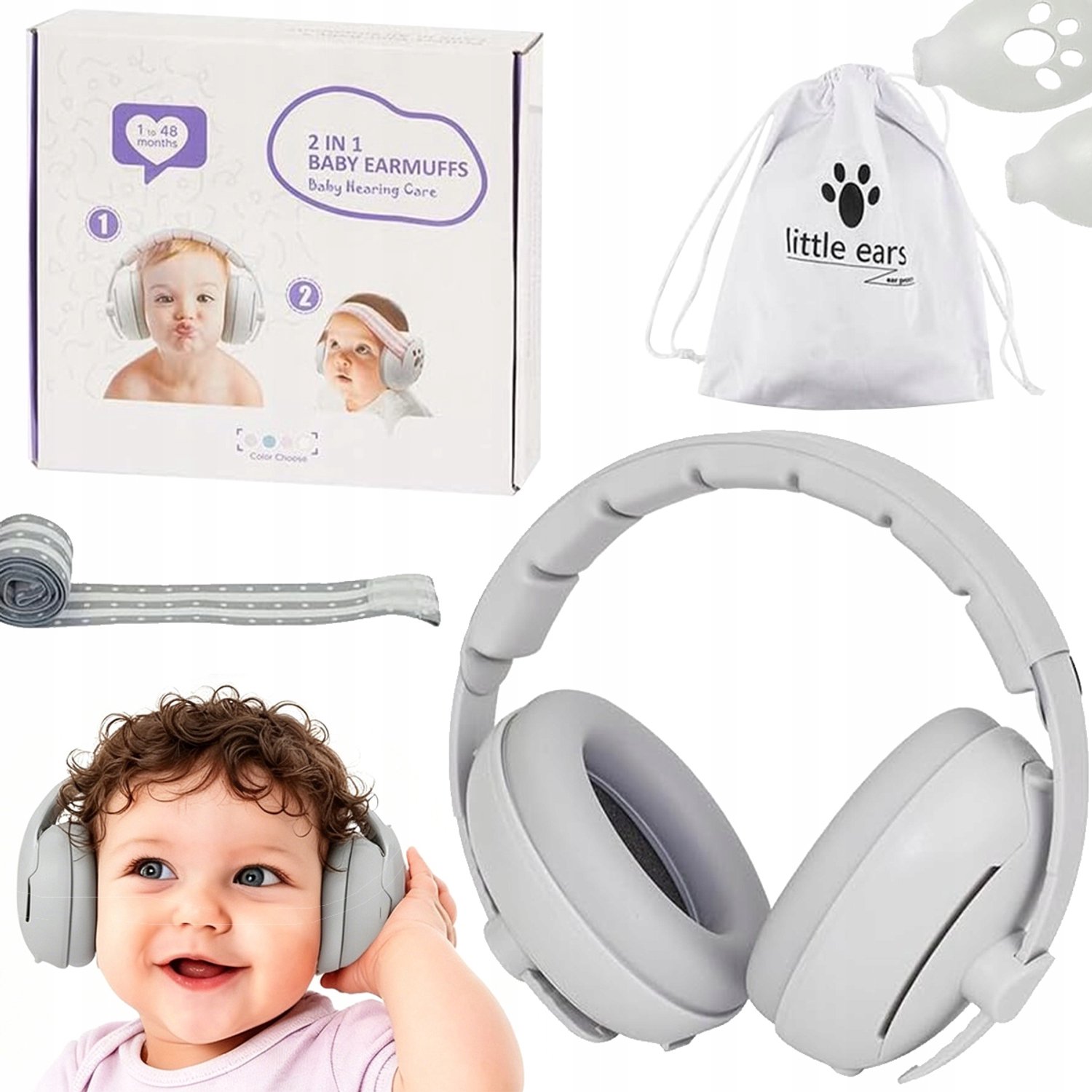 YOUKUKE Baby Gehoorbescherming - 25dB Geluidsreductie - Grijs