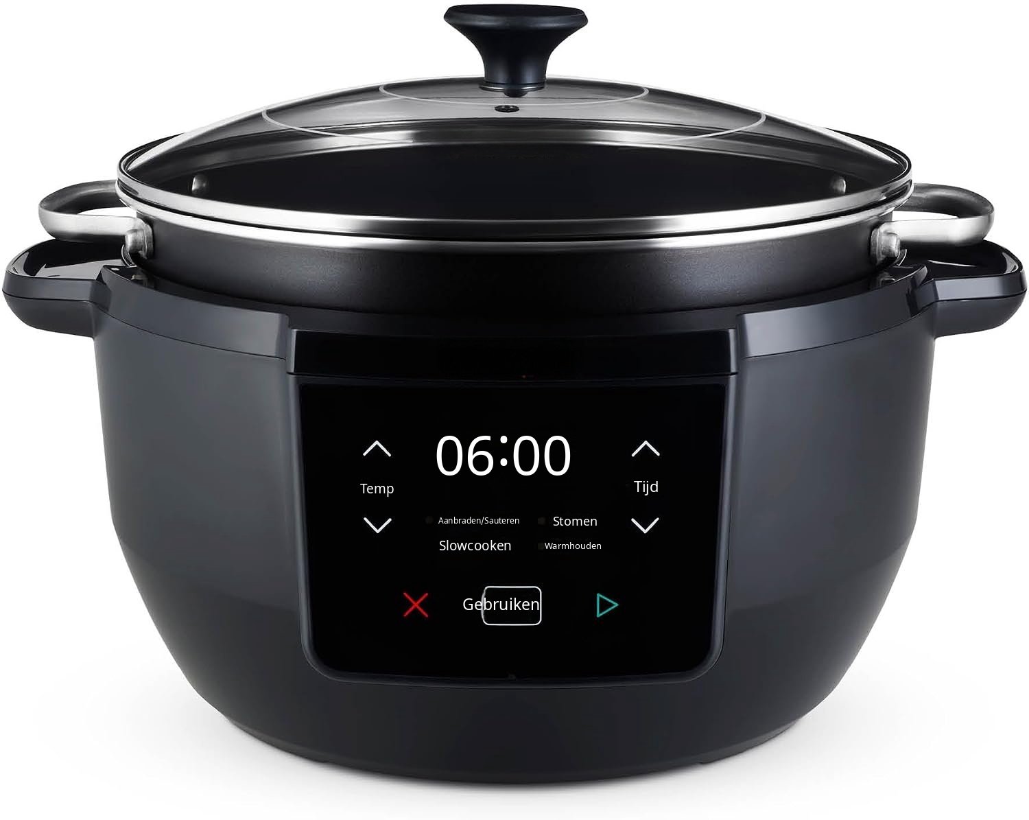 QEVA Slowcooker met Timer - Crockpot - Multicooker - Zwart - 39cm x 26cm x 35cm