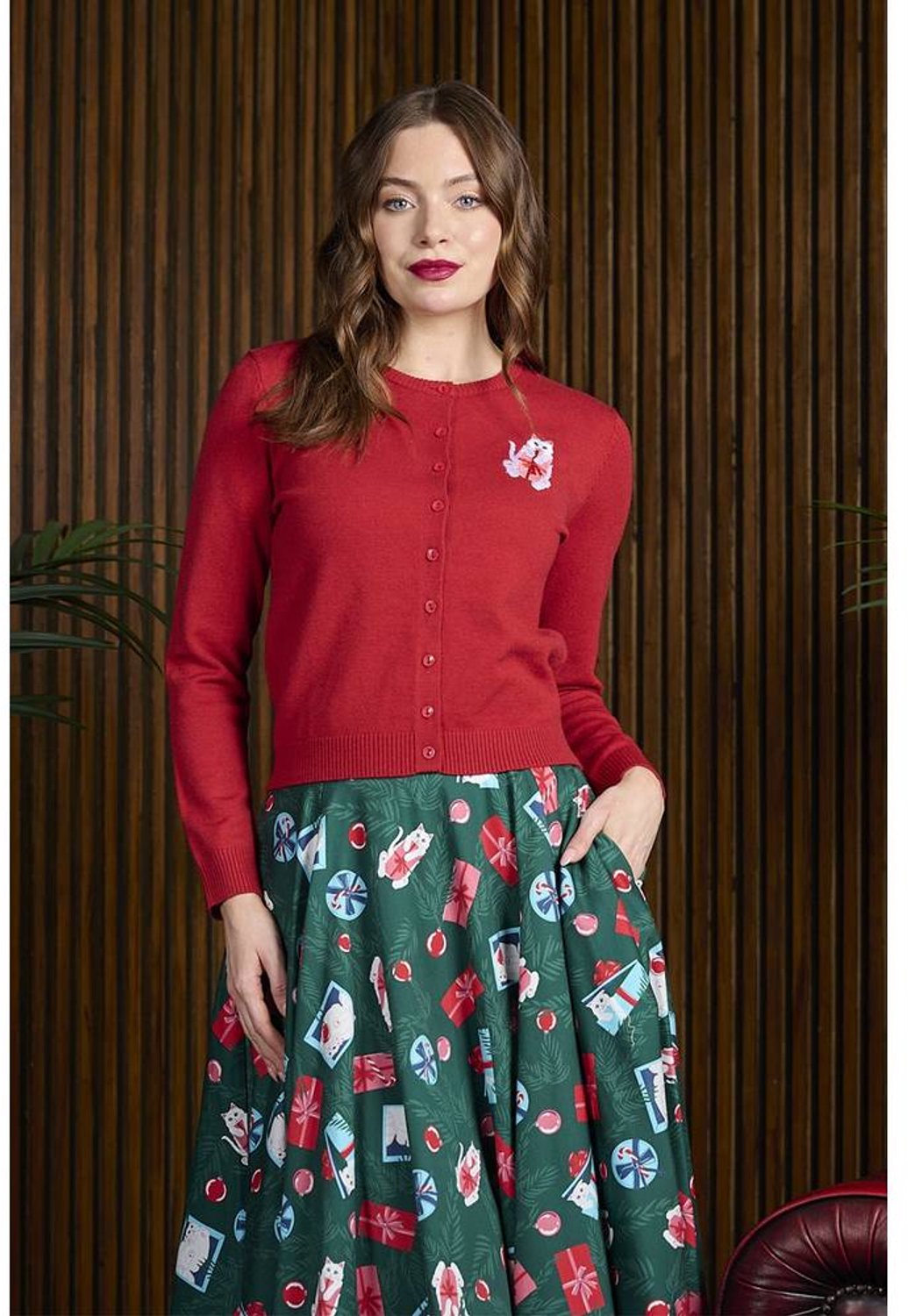 Banned - Angela Cat Cardigan - M - Rood