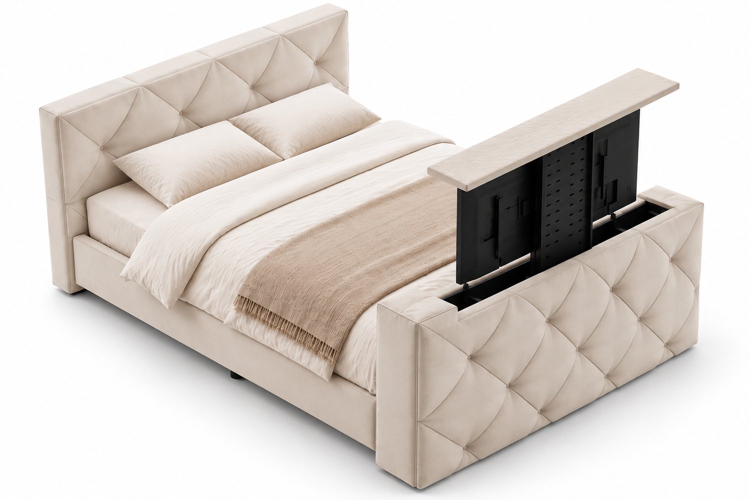 Boxspring FD Boxspring Ferrera met voetbord TV-lift 200x200 cm Beige