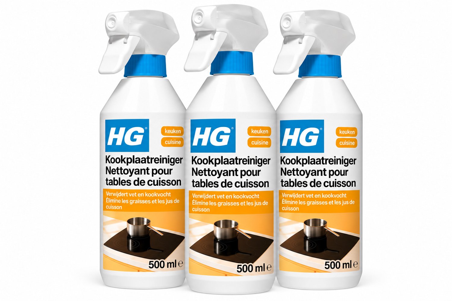 HG Kookplaatreiniger 500 ml - Voor Keramische, Inductie- & Halogeenkookplaten 3 x 500 ml