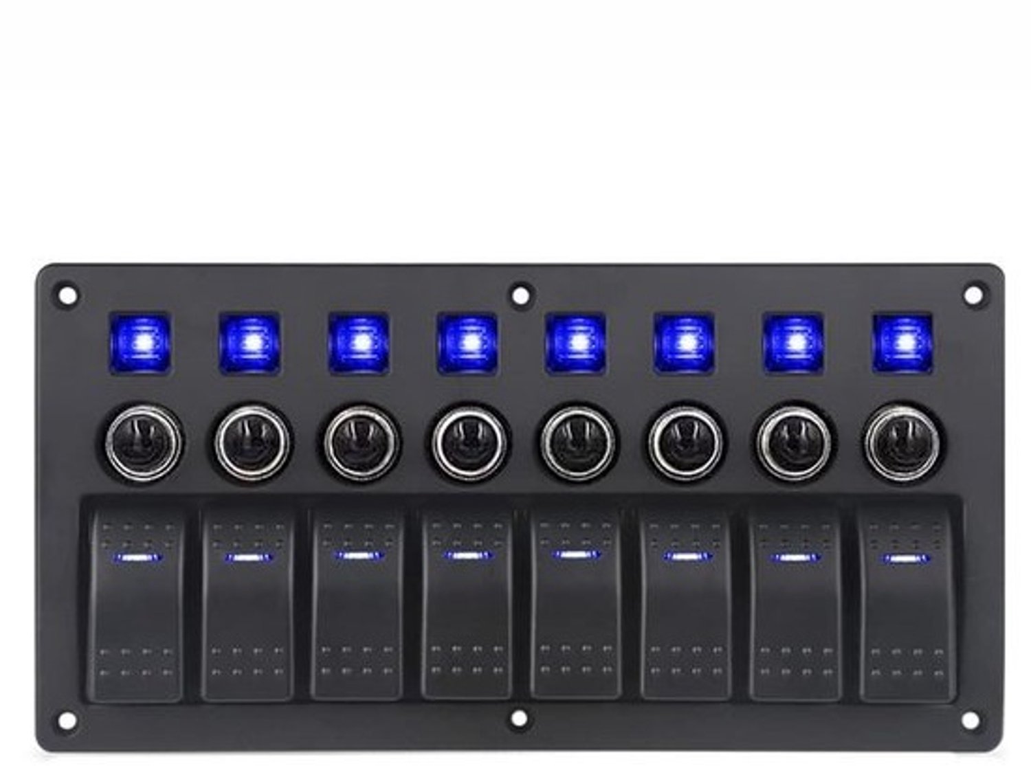 Tuimelschakelaar Paneel - Schakelunit - Apparaten Bediening - 8 Gang - 23.5 cm - Zwart