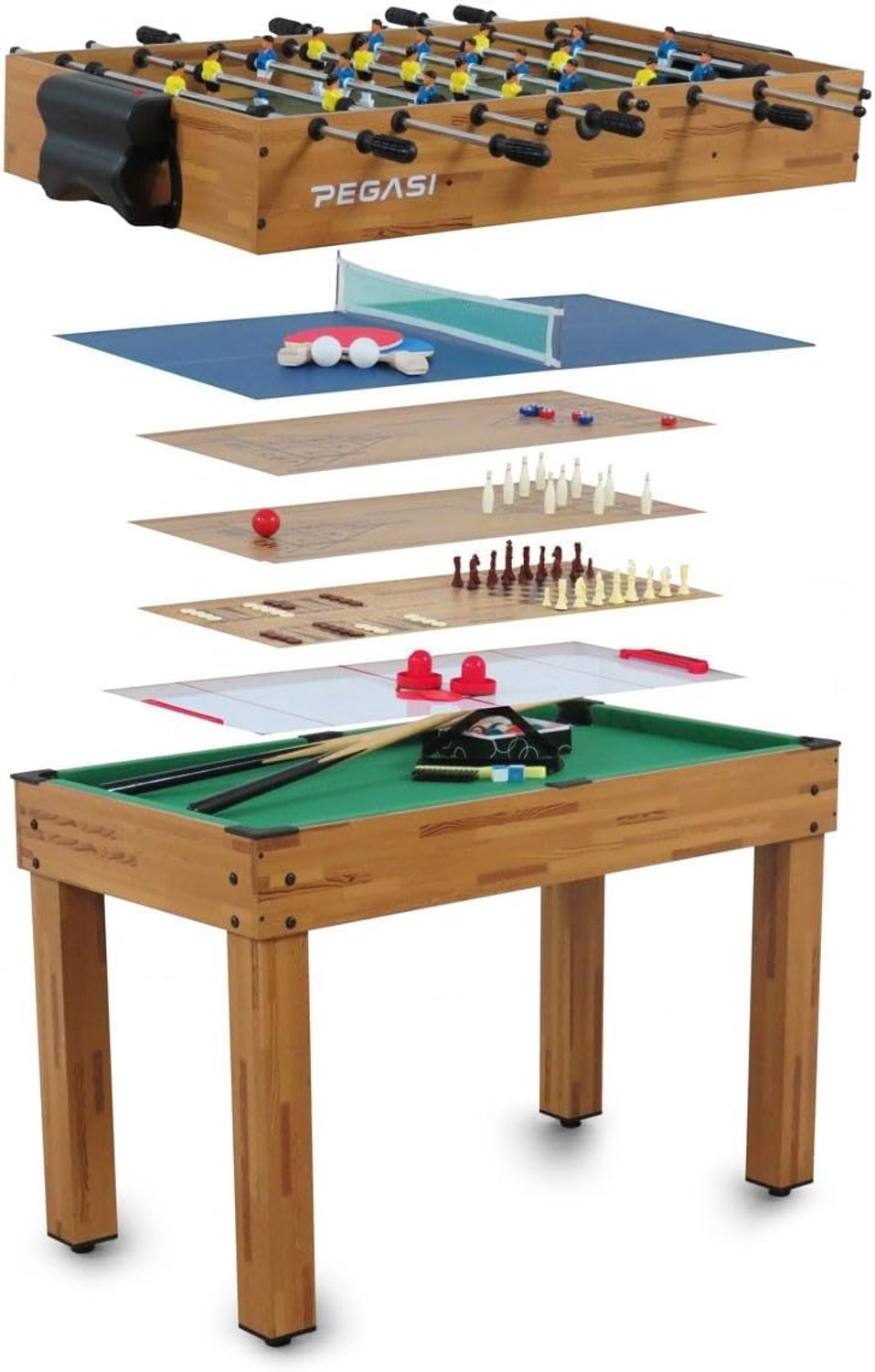 Multi game table 10 in 1 - Indoor multifunctioneel tafelspel - Bruin - Voor eindeloos speelplezier - ShopVlot