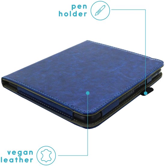 imoshion Ereader Cover / Hoesje Geschikt voor Kobo Libra Colour - imoshion Vegan Leather Bookcase - Donkerblauw van iMoshion — afbeelding 5