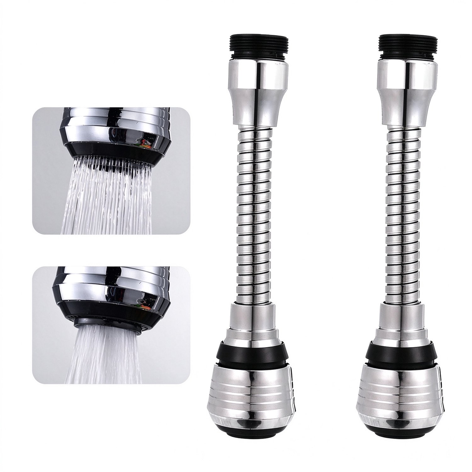 Lifhelpe 360° draaibare kraanverlenger van roestvrij staal,2-pack,dubbele‑modus drukverhogende kraanbeluchter met ingebouwd filter,waterbesparend en antispat accessoire voor keukenkranen,Handige Keuken Gadget, Waterbesparing, Kranen Accessoire