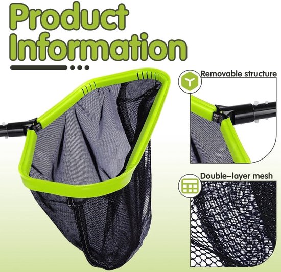 Zwembadschepnet - Zwart - 42 x 26 x 43 cm - Dubbellaags Nylon Net met Aluminium Frame - Voor Vijvers en Zwembaden — afbeelding 5