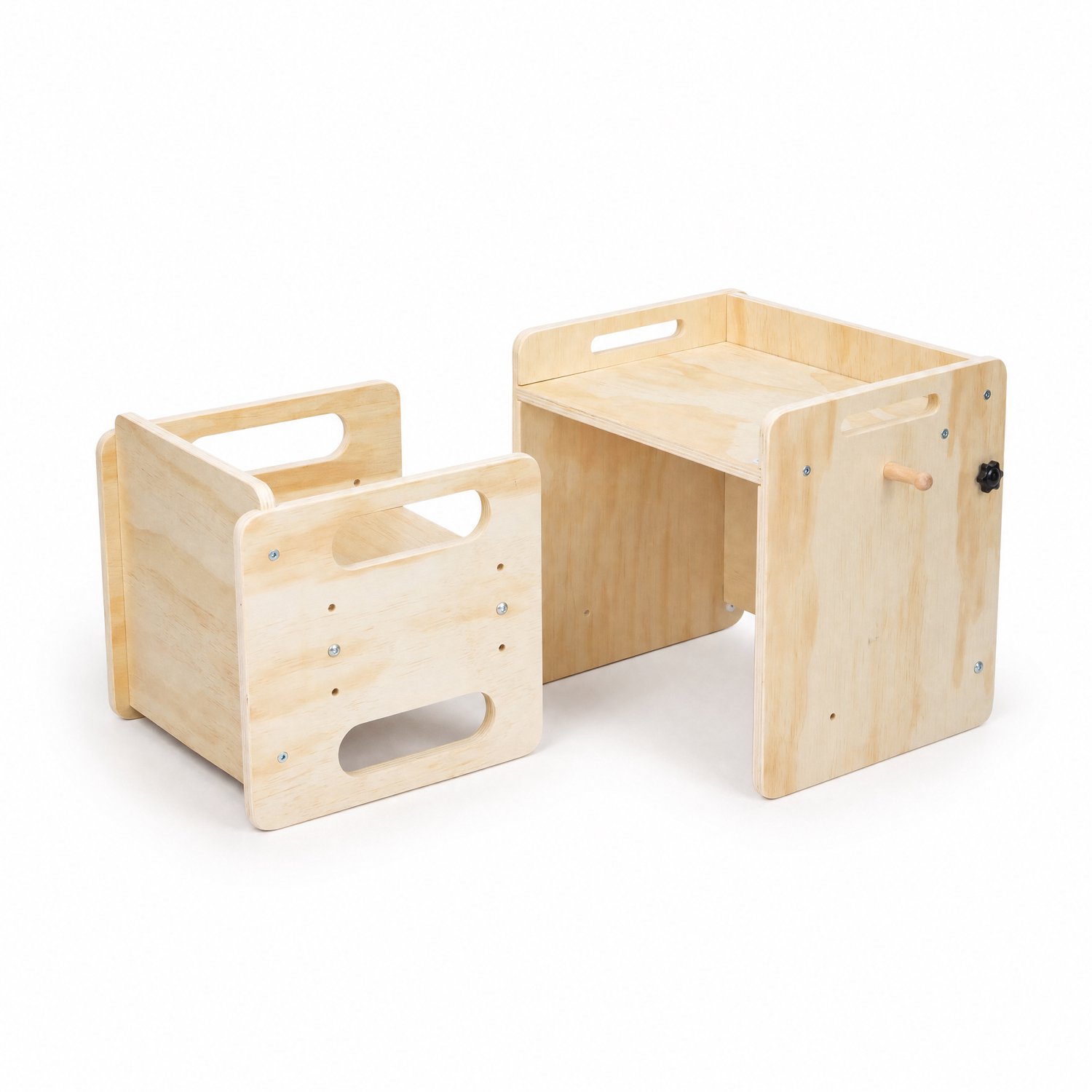 Buxibo Montessori Kinderstoel – Verstelbare en Opklapbare Leerstoel – 31.5x33x38 cm – Naturel