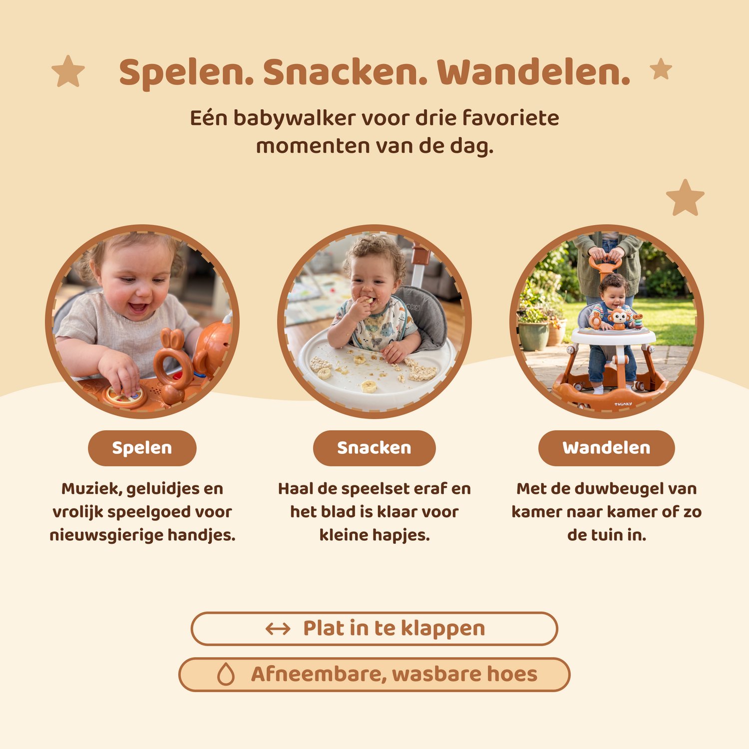Twinky® Babywalker – Luxe Loopstoel met 3-delige speelset – Loopstoeltje voor Baby inclusief Voetenmat en Steel – foto 7