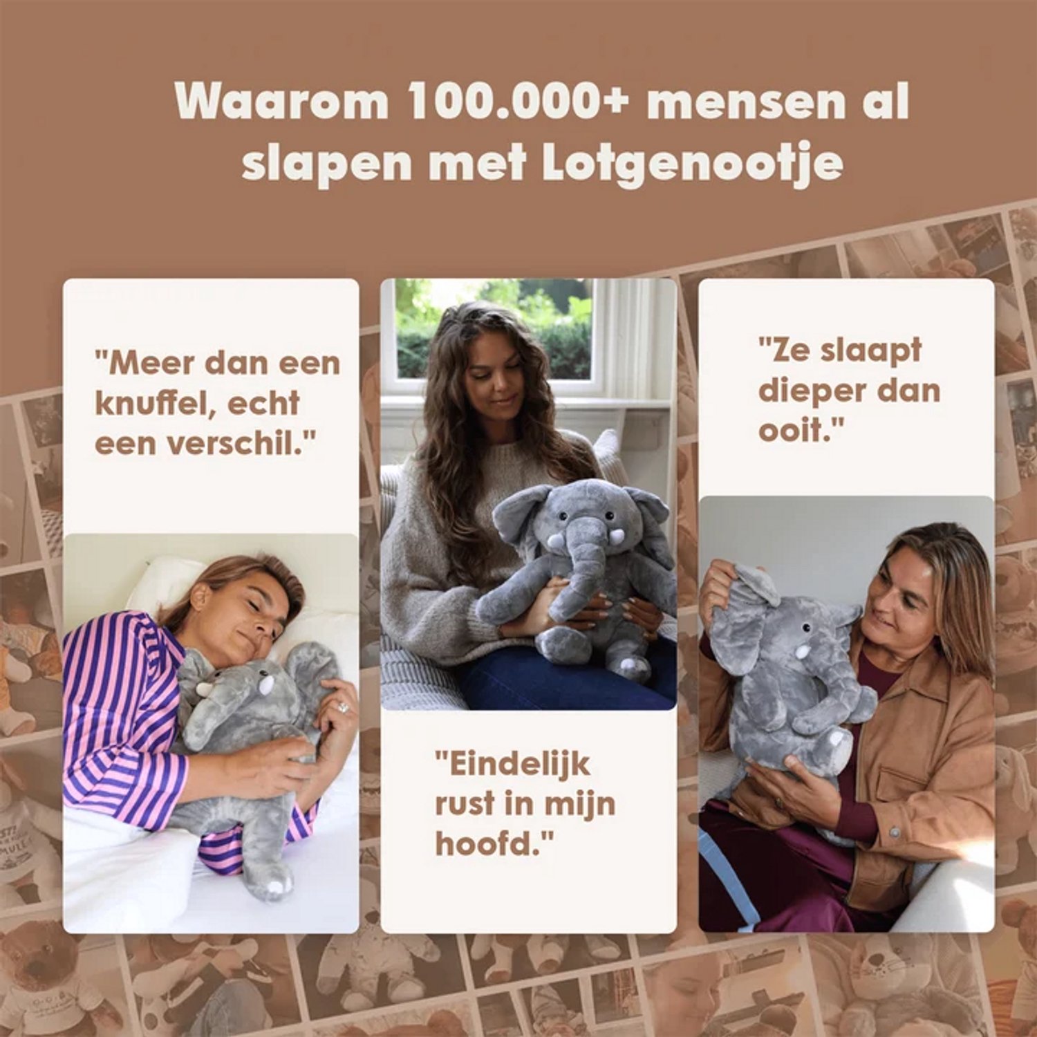Lotgenootje Verzwaringsknuffel Olifant - 45cm/2kg - Verzwaarde Knuffel - Weighted Stuffed Animal - Voor kinderen & volwassenen - Sensorisch Speelgoed - Zware Knuffel Anxiety - Plushie — afbeelding 10