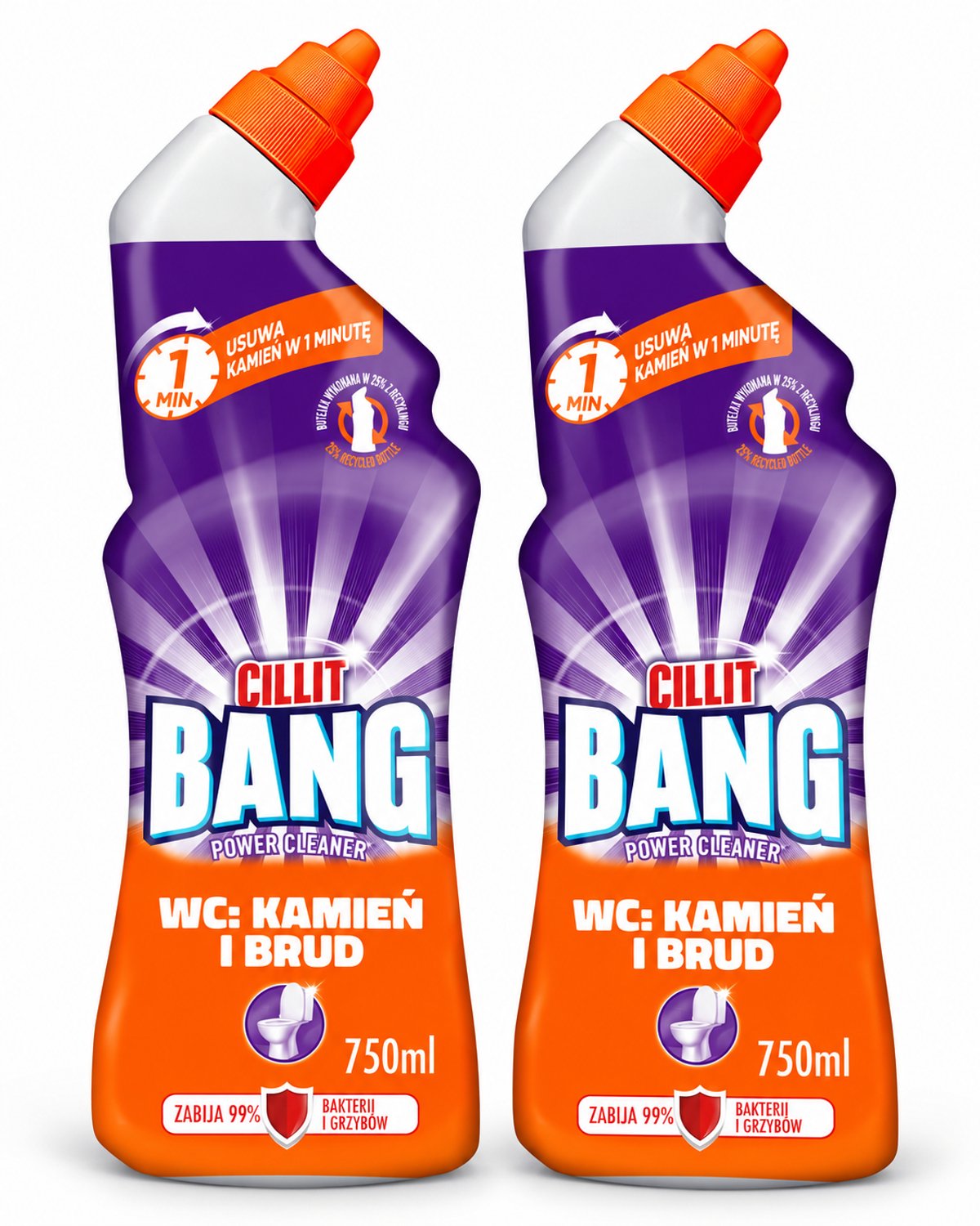Cillit Bang Power Cleaner WC Reiniger – 2 x 750 ml – Krachtige Kalkverwijderaar en Toiletreiniger – Tegen Kalkaanslag en Hardnekkig Vuil – Voordeelverpakking 1,5 Liter