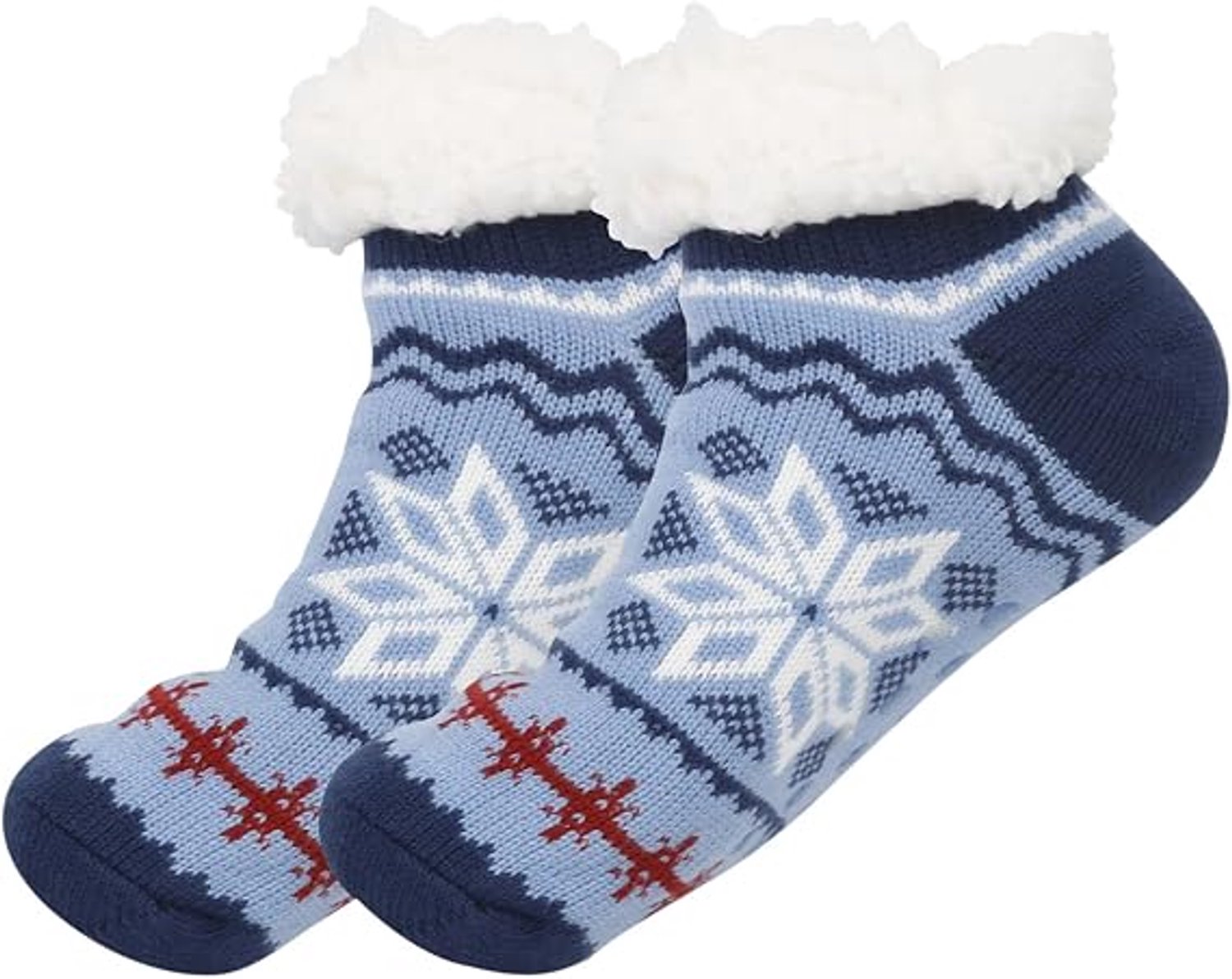 HisKes Superzachte antislip vloersokken Dames vloer sokken Warme wintersokken Binnensokken Verdikte warme fleece sokken voor dames Elastisch Geschikt voor voeten van ongeveer 28 cm lang Maten 36-42 Blauw
