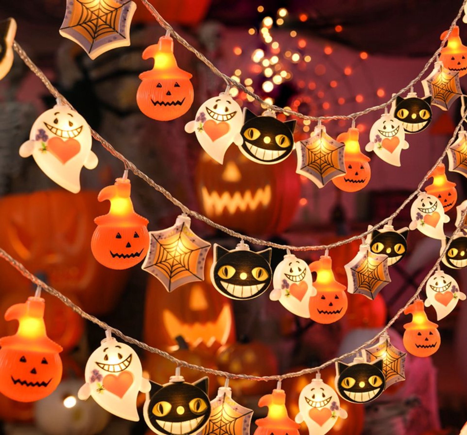 Halloween LED Lichtsnoeren - 3meter - 20 LED Lampjes - Werkt op USB - met Timerfunctie en 8 Knippermstanden - inclusief Afstandsbediening - voor Binnenshuis Decoratie