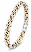Armband Heren Goud / Staal Quin 21cm Verstelbaar - Gourmetarmband 8mm - Mauro Vinci met geschenkverpakking
