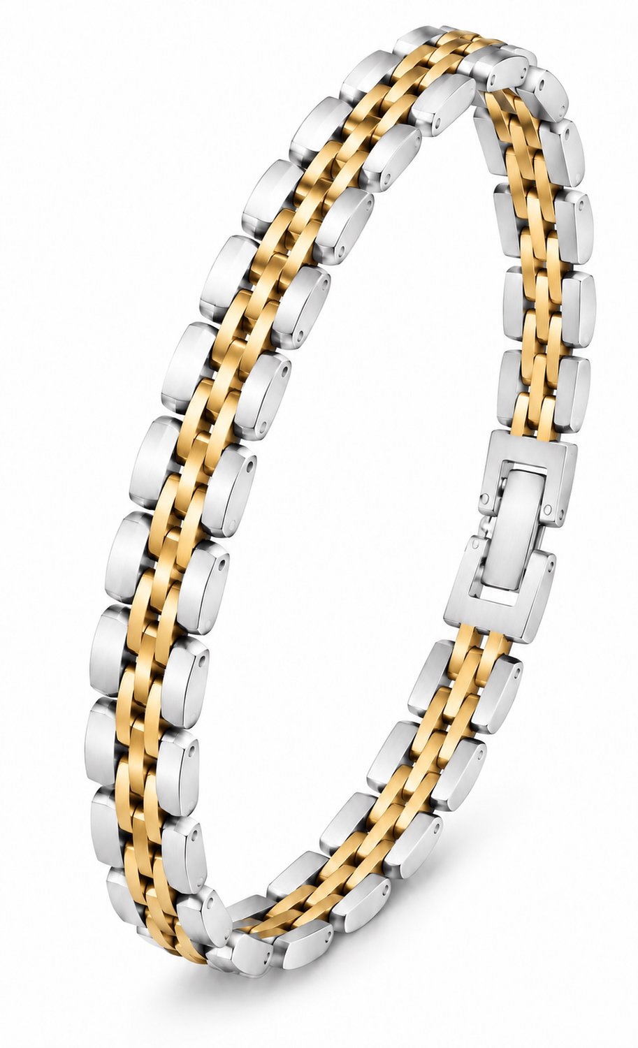 Armband Heren Goud / Staal Quin 21cm Verstelbaar - Gourmetarmband 8mm - Mauro Vinci met geschenkverpakking