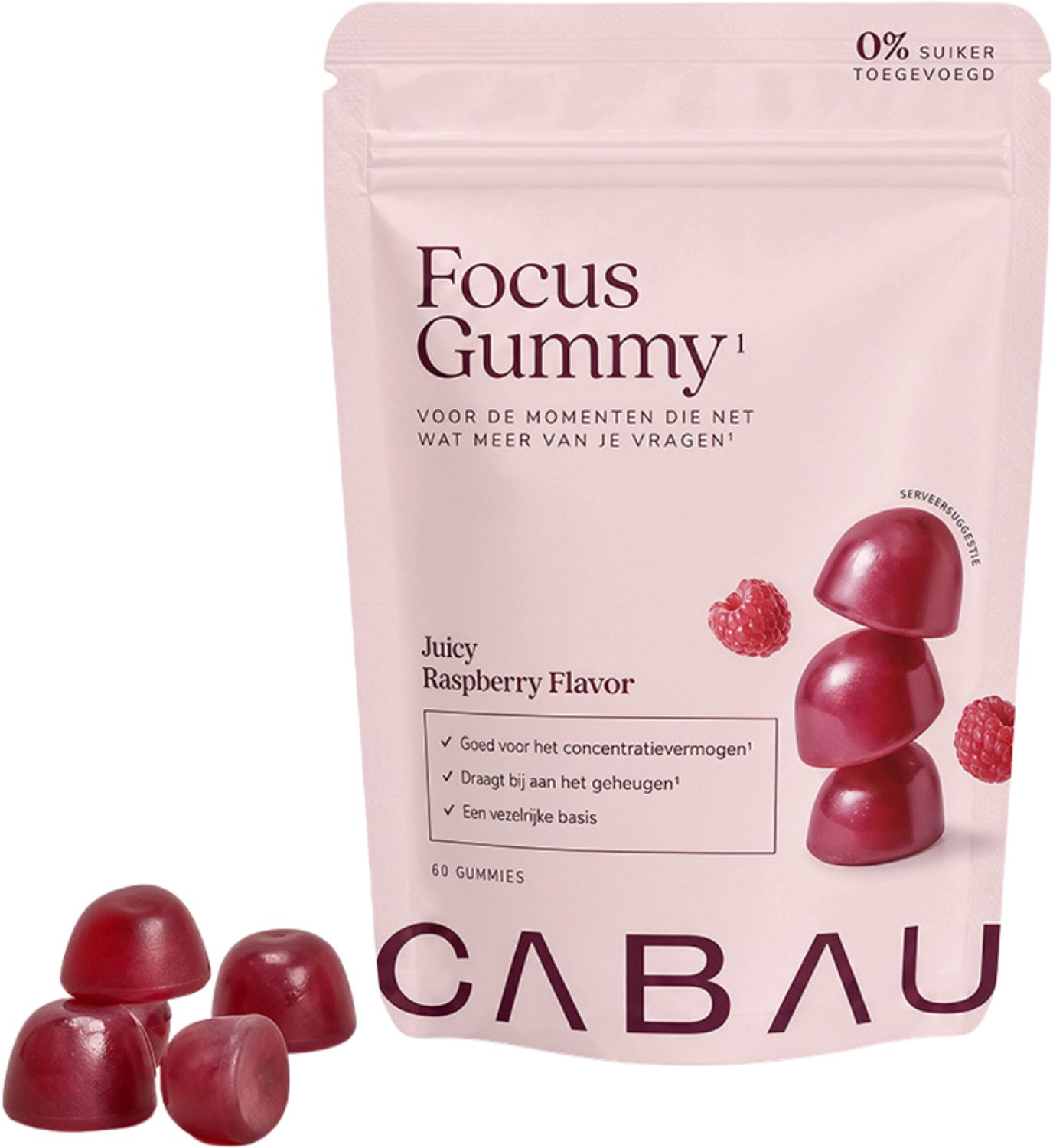 Cabau - Focus Gummy - Raspberry - Lion’s Mane & Vitamine B12 - 60 Gummies