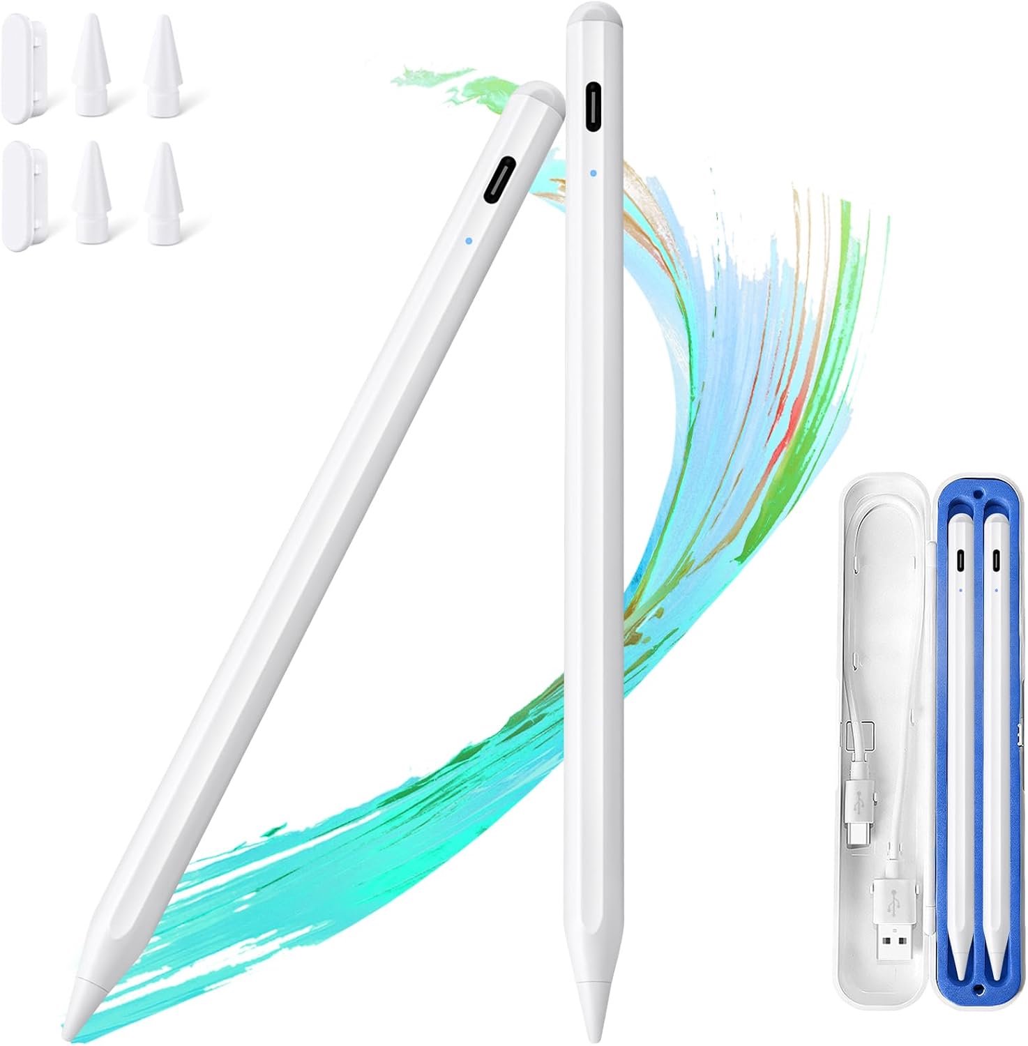 2-delige Stiftset voor iPad met snelladen, palm rejection, compatibel met diverse iPad-modellen