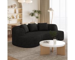 Lexzurn Zitbank 168 X 90 X 67 Cm - Extra Diepe Zitting Met Dikke Kussens - Voor Compacte Woonkamer - Ergonomisch ontwerp - Chenille - Zwart