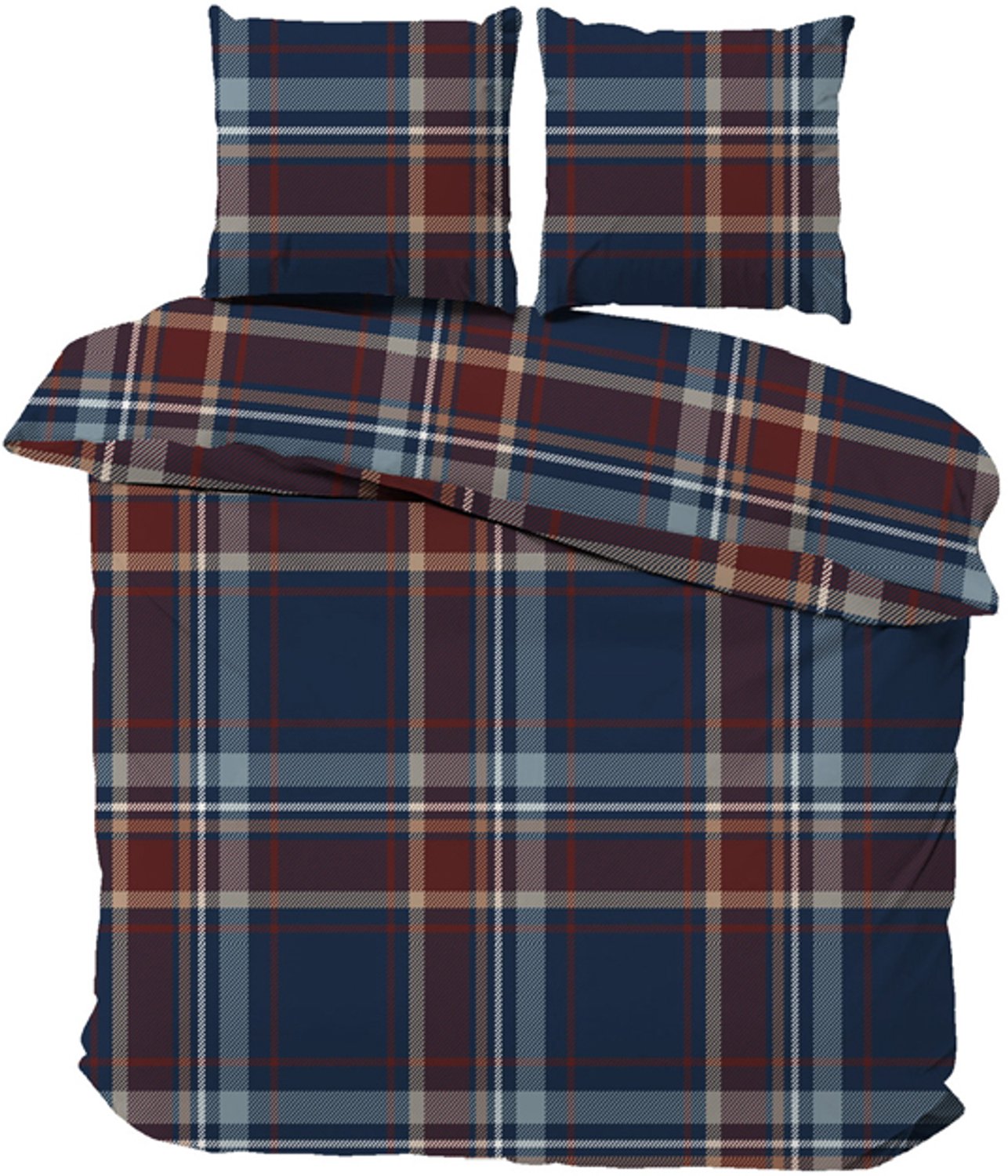 iSleep Flanel Dekbedovertrek Ruben - Tweepersoons - 200x200/220 cm - Blauw