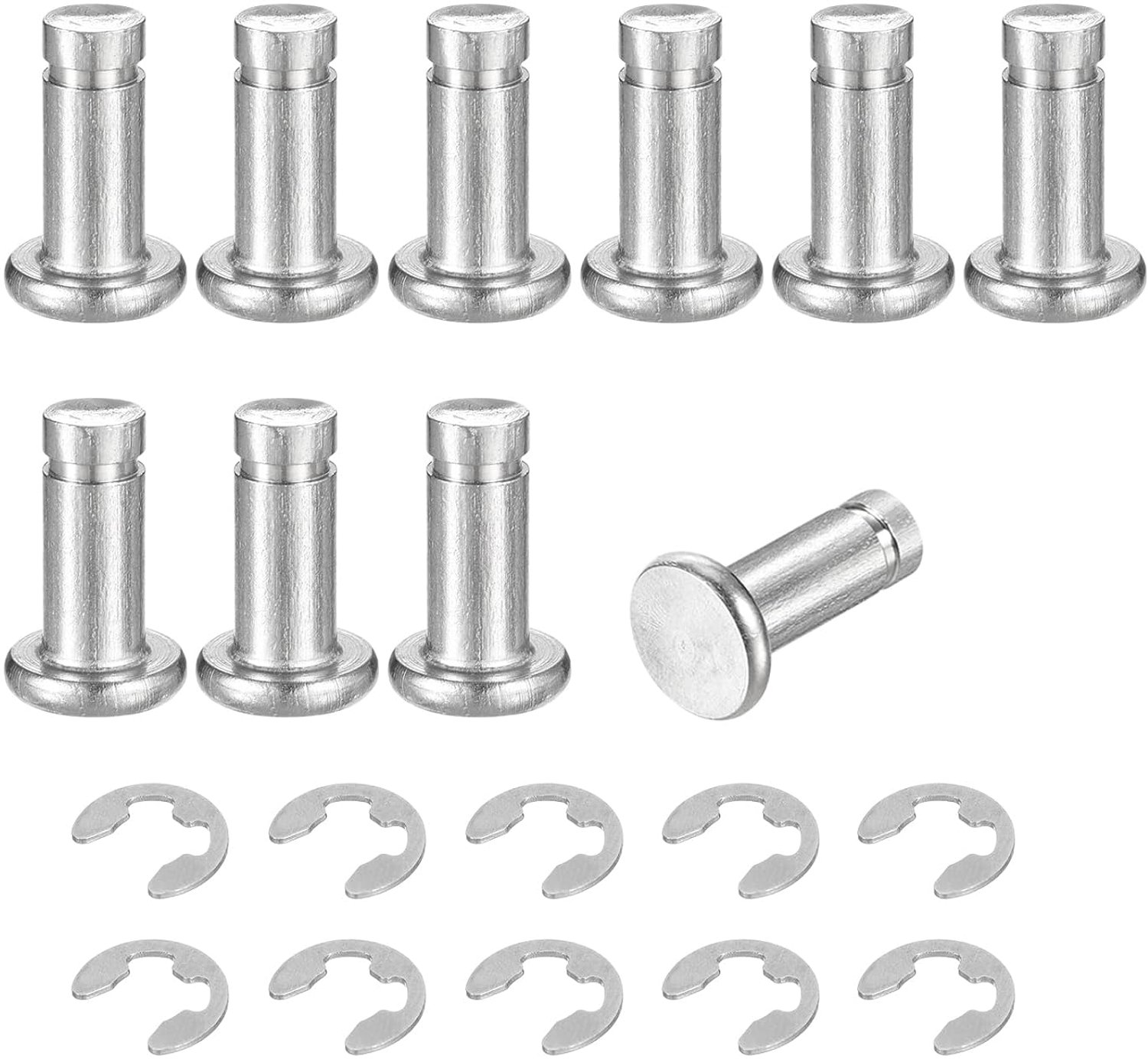 Positioneringspen M5 x 12 mm - roestvrij staal - met veiligheidsring - ideaal voor scharnierbevestiging - 10 stuks - Vemera