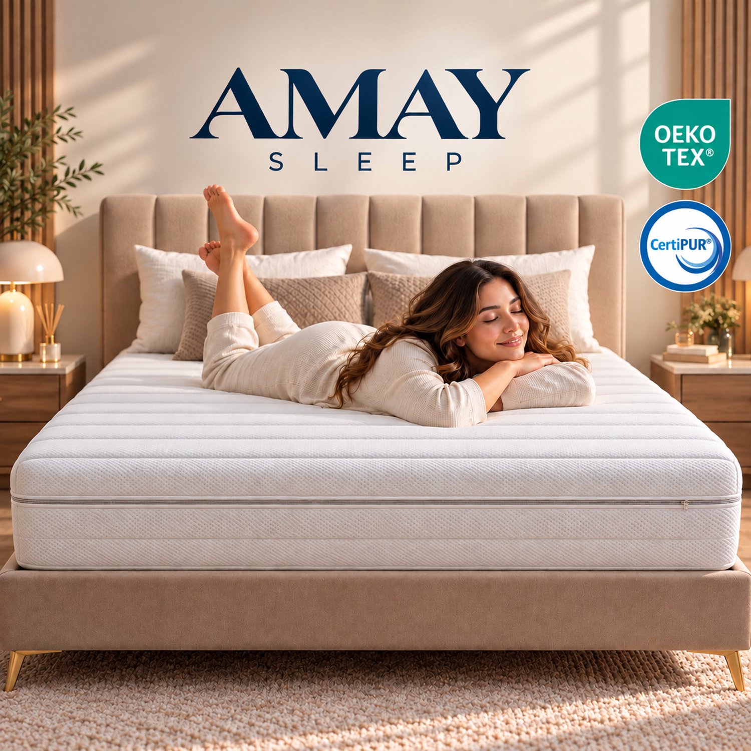 AMAY SLEEP POCKETVERING - HOTEL - MATRAS 140x200 - HR45 KOUDSCHUIM - 7 ZONE - 21 CM - LUXE AFRITSBARE TIJK WIT