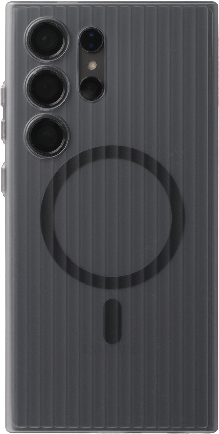 Accezz Hoesje - Geschikt voor Samsung Galaxy S24 Ultra - Lite Backcover met Magnetische Ring - Fluted - Smokey Matte
