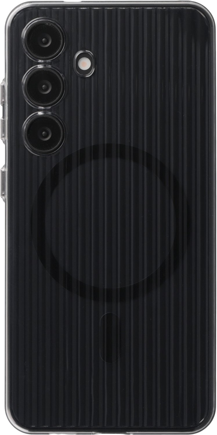 Accezz Hoesje - Geschikt voor Samsung Galaxy S24 - Lite Backcover met Magnetische Ring - Fluted - Smokey Clear
