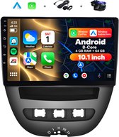Boscer 2 Din Autoradio - Geschikt voor Toyota Aygo, Peugeot 107 & Citroën C1 (2005-2014) - Draadloos Apple CarPlay & Android Auto - 8-Core Snapdragon - 10.1 Inch HD Touchscreen - WiFi, Bluetooth & USB - Achteruitrijcamera & Microfoon