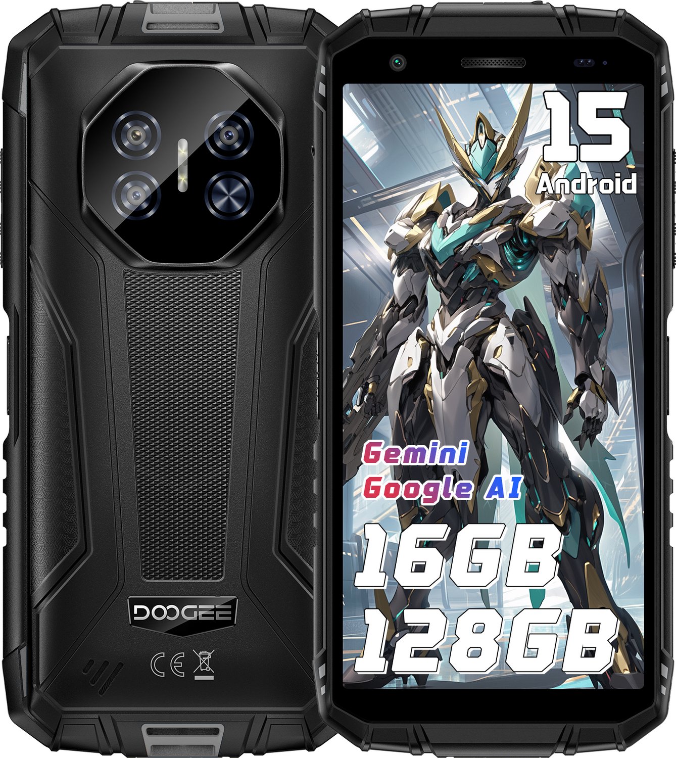 DOOGEE Fire 3 Pro 4G Outdoor Smartphone, 5,5 inch HD+ IPS scherm, 8350mAh accu, 24GB RAM(4+20GB)+128GB ROM, Android 16, IP68/IP69K, NFC, 18W laden