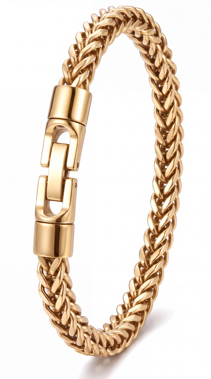 Armband heren - Stalen heren armband 21cm - Gourmet armband goud kleurig met geschenkverpakking van Mauro Vinci Rondo