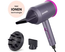 Purelab Föhn met Diffuser 2000W - Ionische Haardroger met Coolshot Technologie - Hair Dryer met 3 Standen - Krullen - Haarföhn Zwart