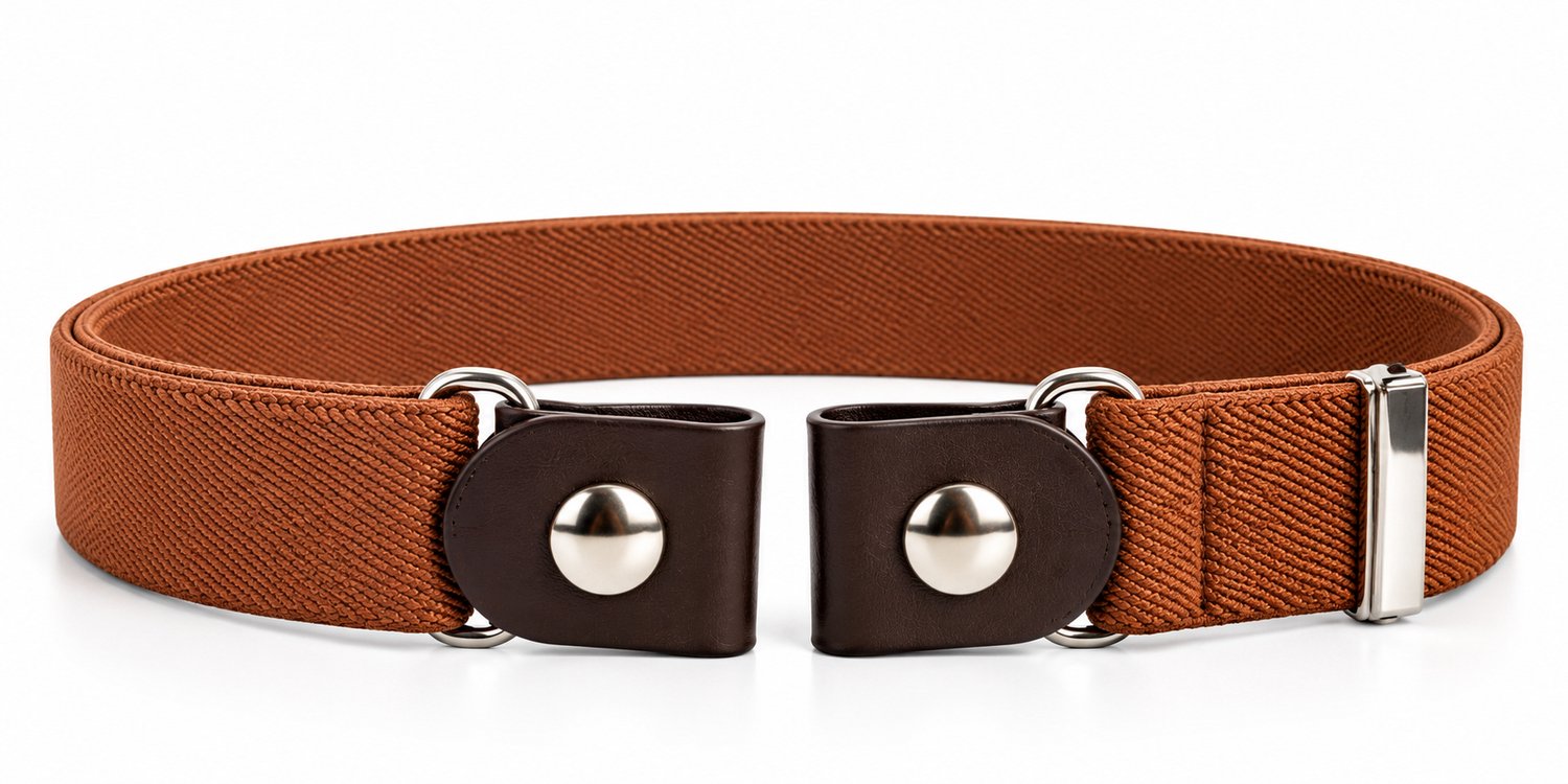 Elastische Riem Zonder Gesp – Cognac – 3 cm Breed – Gesploze Riem – Verstelbaar – Dames, Heren & Kinderen