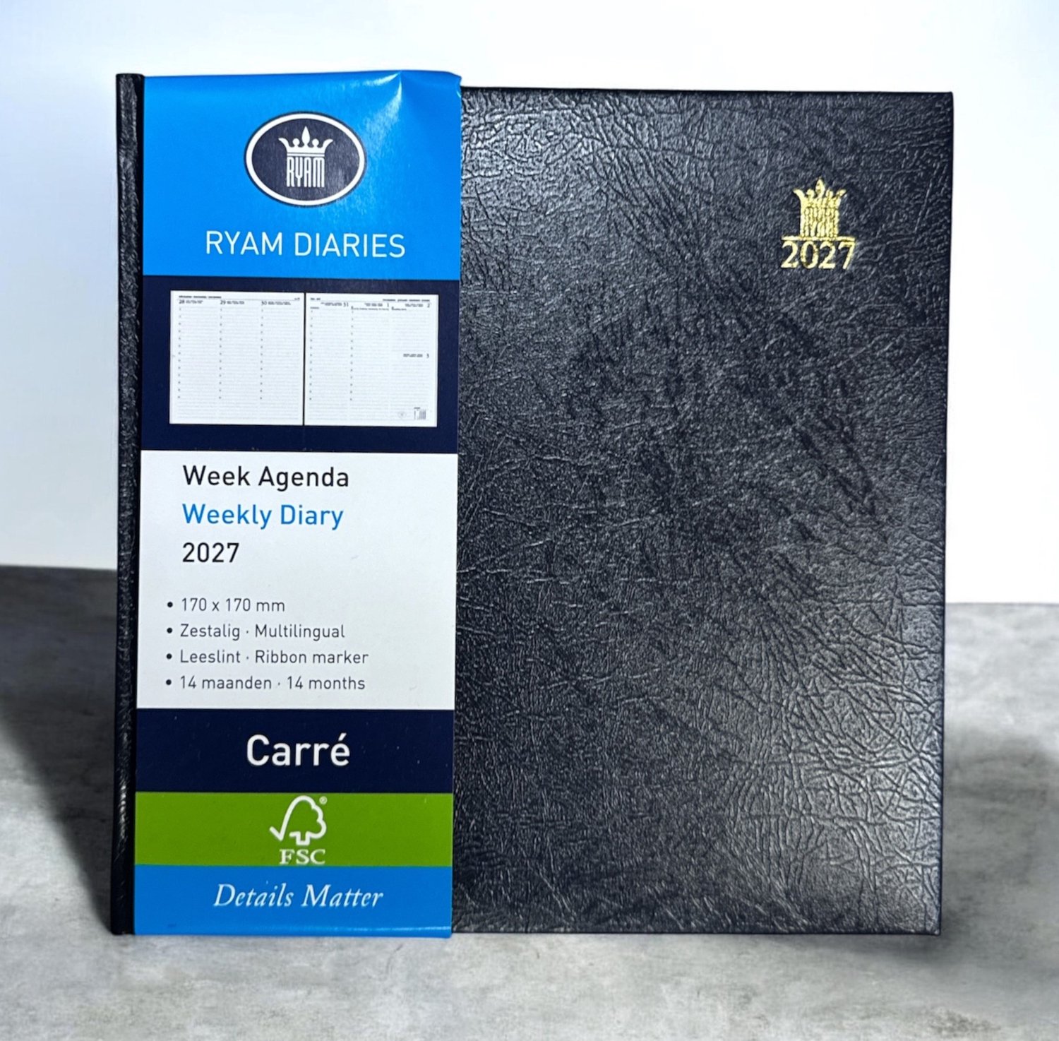 Ryam Bureau Agenda 2027 CARRE - BLAUW - 17cmx17cm